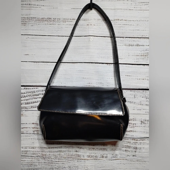 DKNY Shoulder Handbag In Patent Black Prom Dance Eveninf Y2K - Picture 8 of 8